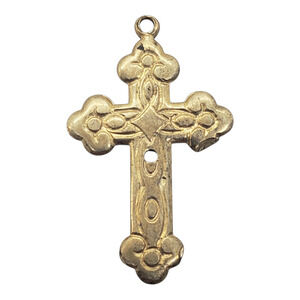 Ornate Gold plated Cross Pendant Charm Small Religious Christian Catholic